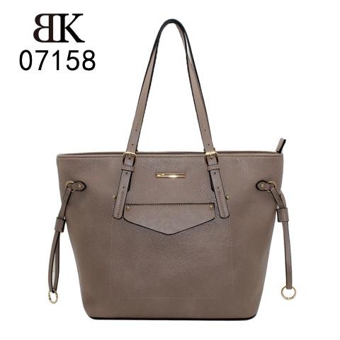 Custom beige shopper bags with drawstring two sides