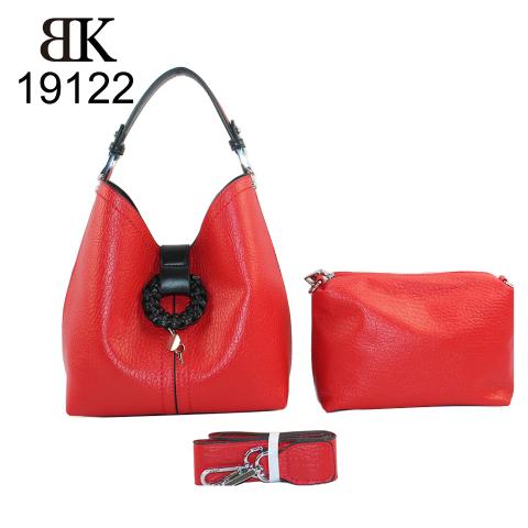 The timeless red handbag comes with silver tone hardware and removable pouch, top zip makes things secure and ample room.