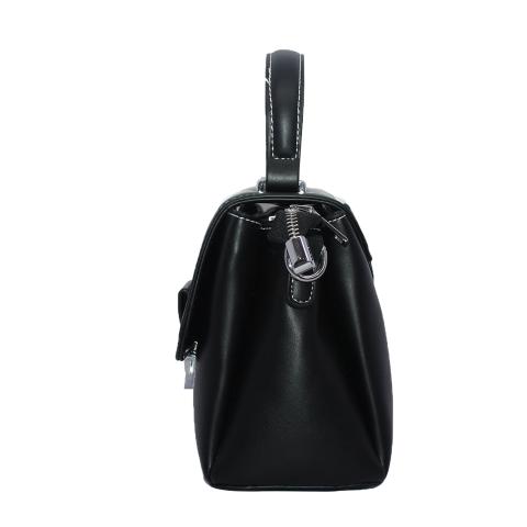 The black bag features a flap with magnetic snap closure, top zip to keep things secure, internal pocket and silver tone hardware, ample room to carry all of your necessities.