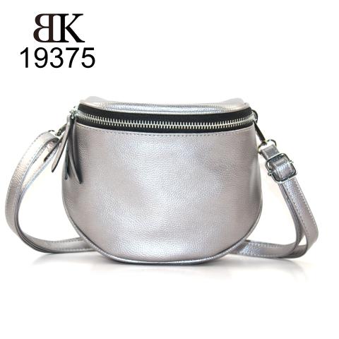 Classic silver belt bag with exterior pocket OEM&ODM factory