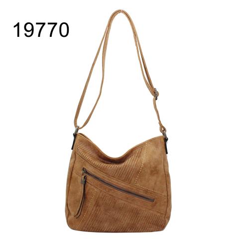 Large vintage shoulder bag in soft frosted surface and laser cutting detail