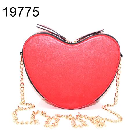 Red heart crossbody bag with top black zipper rounded 