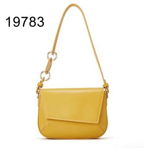 2021 design yellow polished leather crossbody bags irregular flap