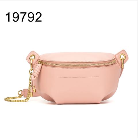 New arrival designer chain waist bag with pink plain leather