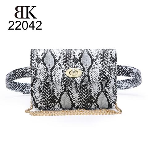 Chic white snake print belt bag factory in Guangzhou 